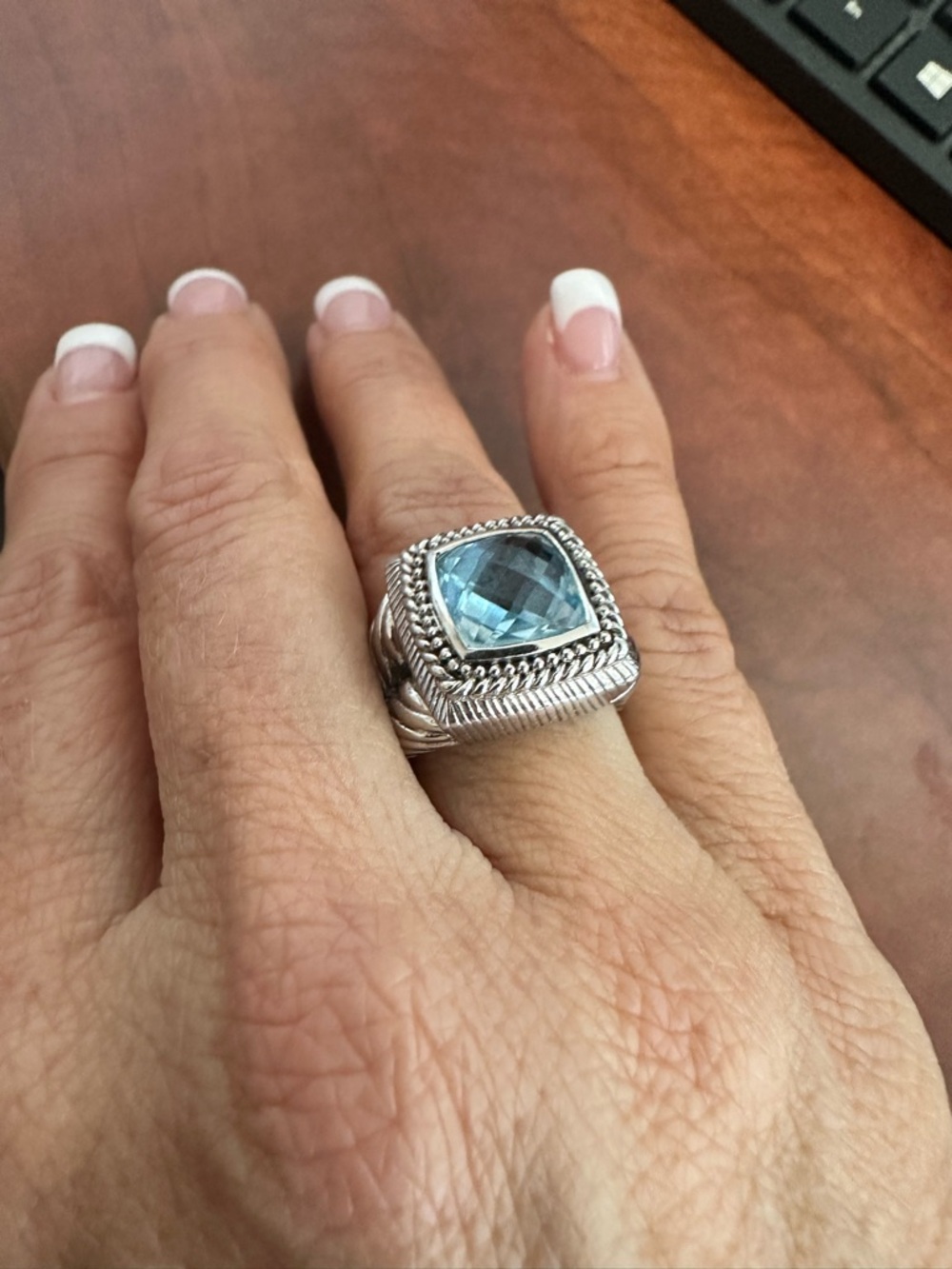 Judith Ripka Blue Topaz-Style Statement Ring - Picture 3 of 8